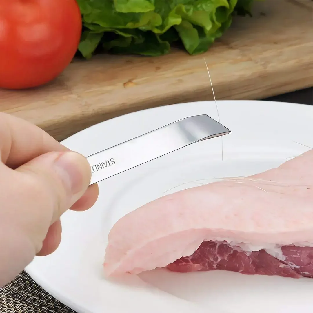 Description Picture 6 of itemFish Bone Tweezers Stainless Steel Flat and Slant Tweezers Pliers Remover Tools (4.6") Kitchen Food Gadgets Seafood Tools