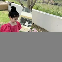 Bear Leader Rose Pink Plaid Bow Dress Elegant Lolita Child Big Girls Midi Dress Children Dresses Teens Party Princess Sundress 6