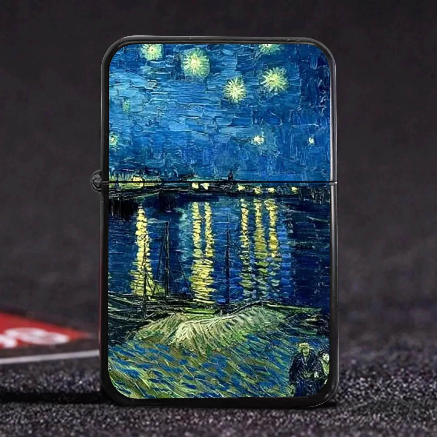 Vanishing Her Van Gogh Oil Painting Star Moon Night Kerosene Lighter Metal Kerosene Lighter Creative Gift