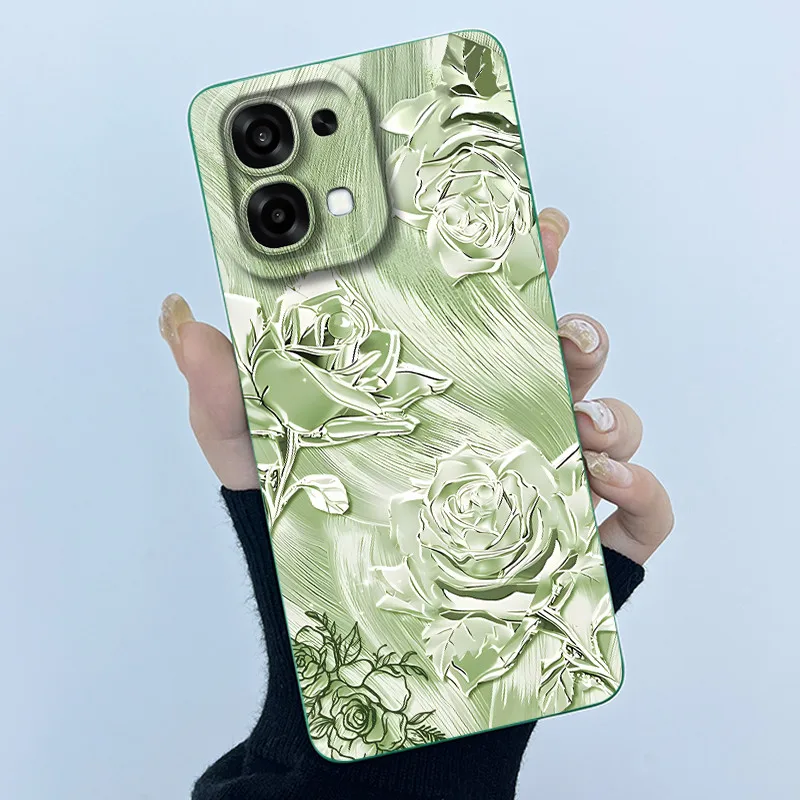 Floral Oil Painting Silicone Shockproof Phone Case - Fashion Simplicity Design