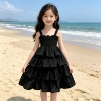 Robe d'été 2026 pour filles, sans manches, à bretelles, style décontracté, à volants superposés, pour la plage ou les fêtes, pour enfants de 3 à 12 ans 2