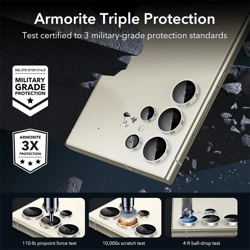 Crystal Clear Tempered Glass Camera Lens Screen Protector with Individual Ring Film Cover