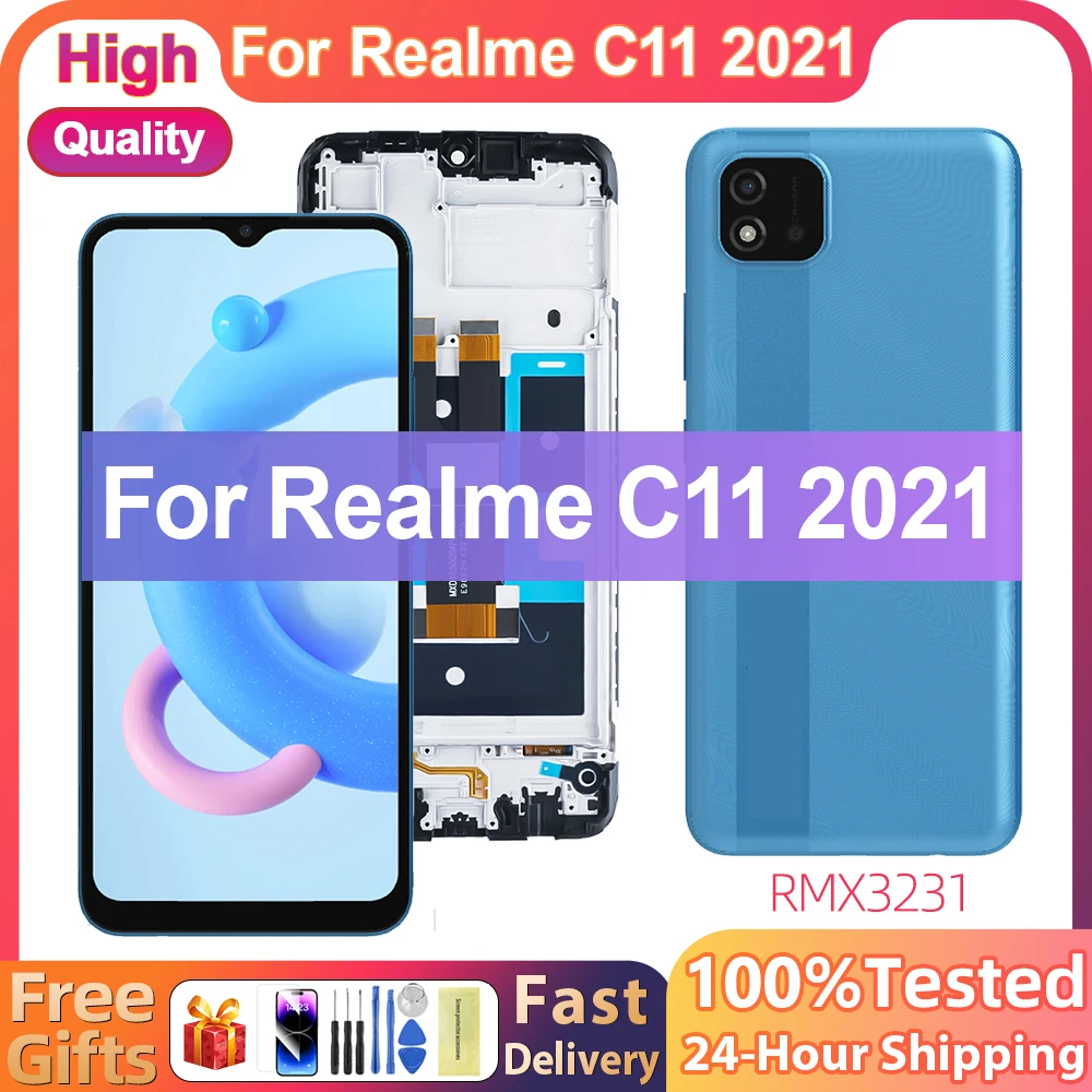 

ЖК-дисплей для Realme C11 2021, сенсорная панель, дигитайзер в сборе, замена для RealmeC11 2021 RMX3231, ЖК-сенсорный экран