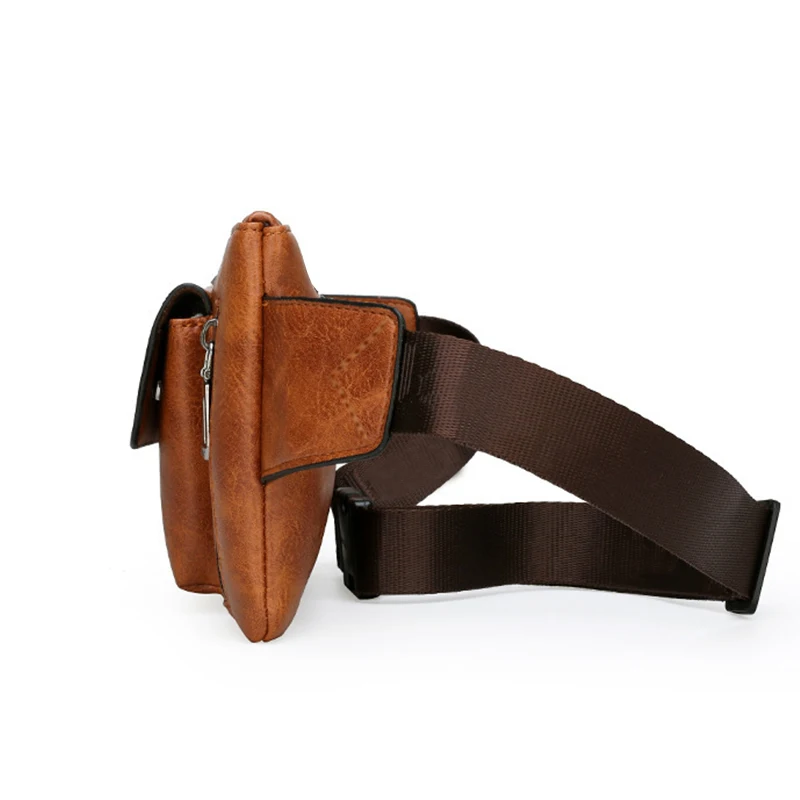 Mens PU Waist Bag for Business Travel