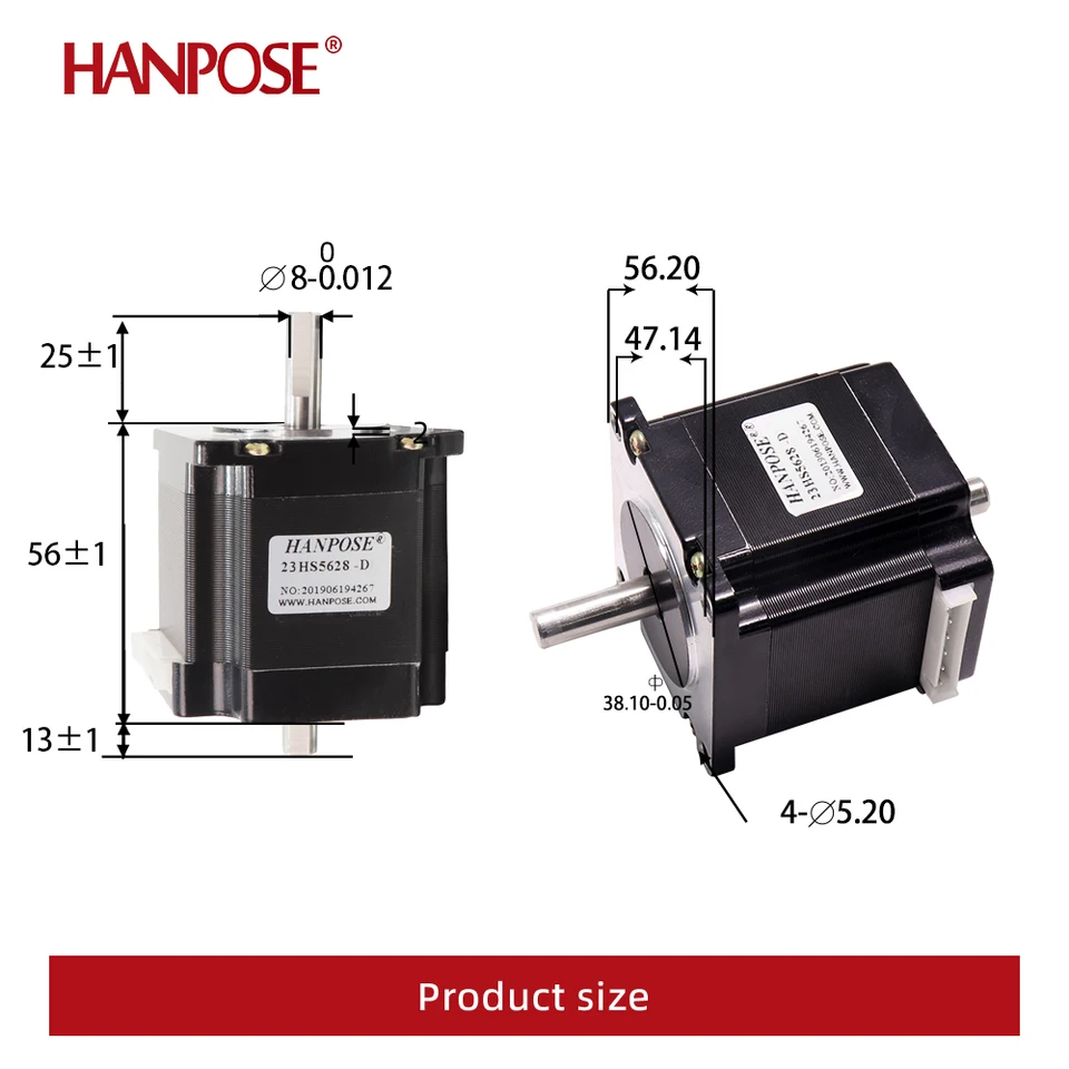 NEMA23 425oz/in 2.8A Stepper Motor 1/4 Dual Shaft - Foto 9