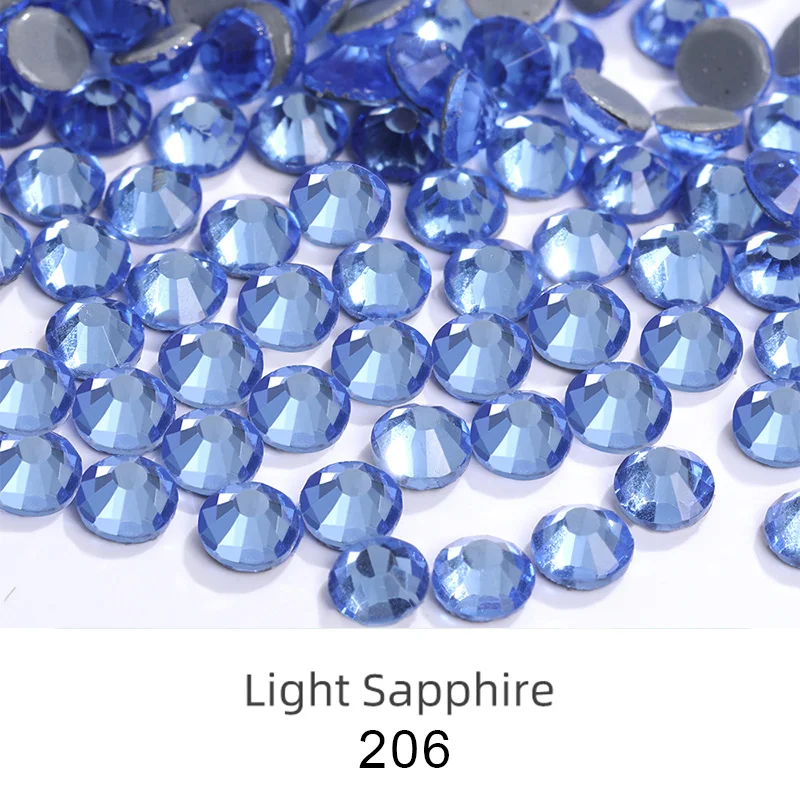 Capri Blue Glass Rhinestones For Embellishments 2-6mm Loose Nail Gemstones Strass Hotfix Crystals Stones For Decoration 