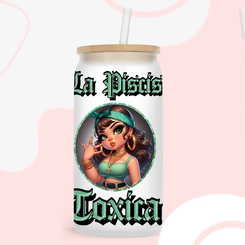 UV DTF Transfer Sticker Little Girl For The 16oz Libbey Glasses Wraps Bottles Cup Can DIY Waterproof Decals D18414