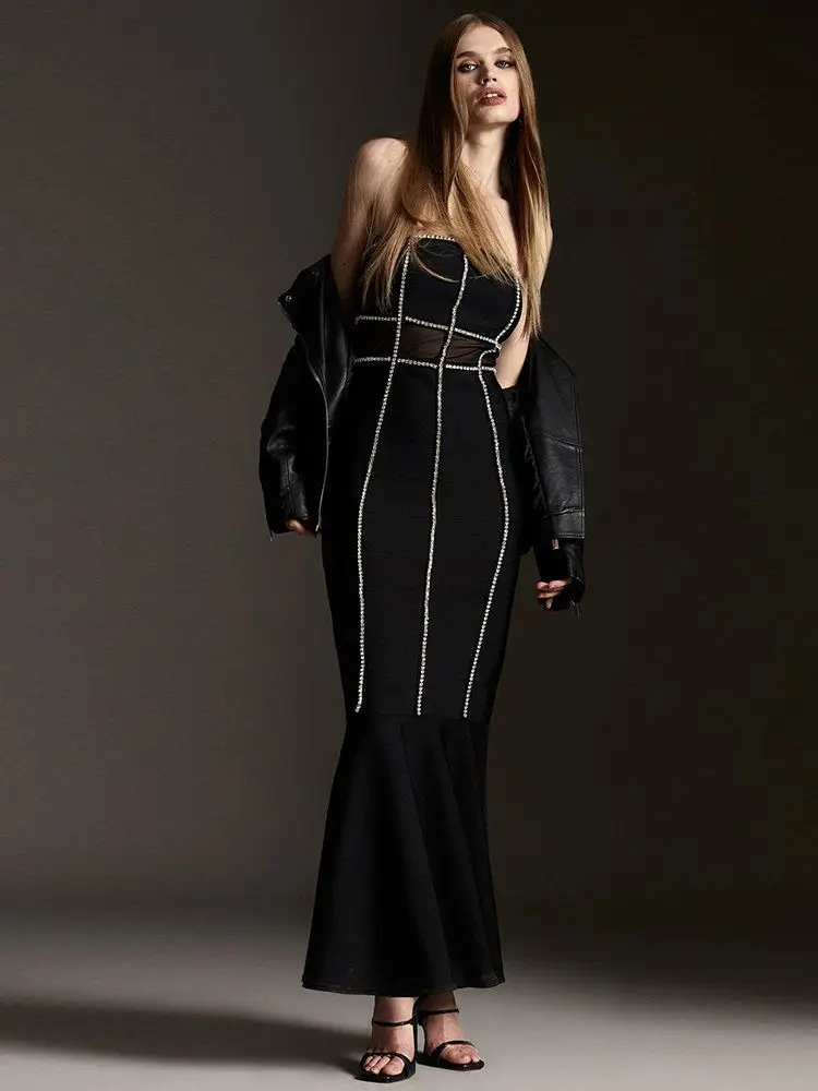 

Sexy New Summer Black Bodycon Long Bandage Dress Vestidos De Fiesta Elegantes Para Mujer 2023 Evening Party Night Club Robe Prom