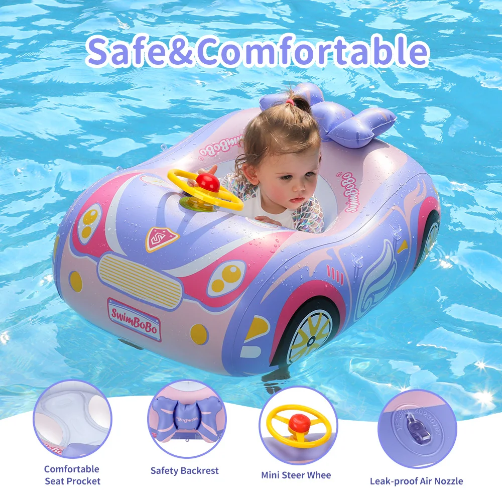 Kids Car Swimming Seat Float Ring inflatable decoration toy inflatable ball toy inflatable water toy inflatable toy Inflatable Infant Floating For Summer Swim Boat Circle Bathing Water Toy with Canopy