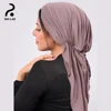 Light Purple Muslim Stretch Inner Hijab Fashion Solid Headband Scarf Ladies Polyester Turban Hats Hair Cover Caps Headscarf 1
