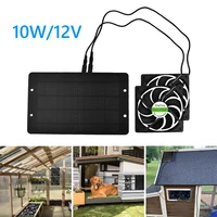 Portable 10W 12V Dual Solar Exhaust Fan Air Extractor for Office Outdoor Dog Chicken House Greenhouse Waterproof Solar Panel 2