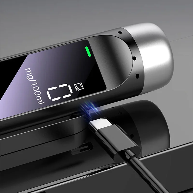 Portable Alcohol Tester LCD Display Drunk Driving Test Portable Breathalyzer Alcohol Detector Temporary Parking Number Plate