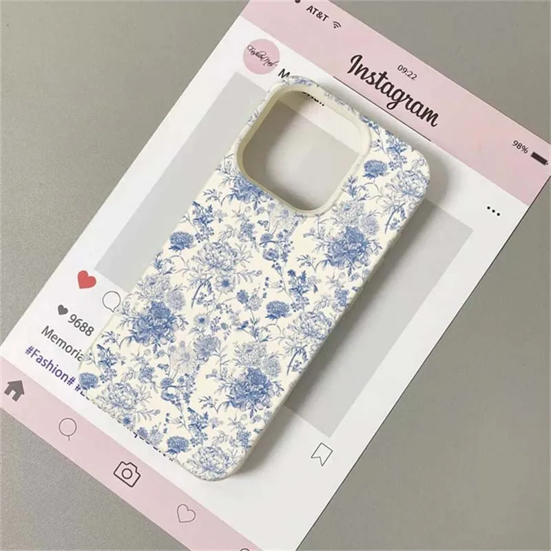 Vintage Floral Silicone PU Leather Phone Case Cover