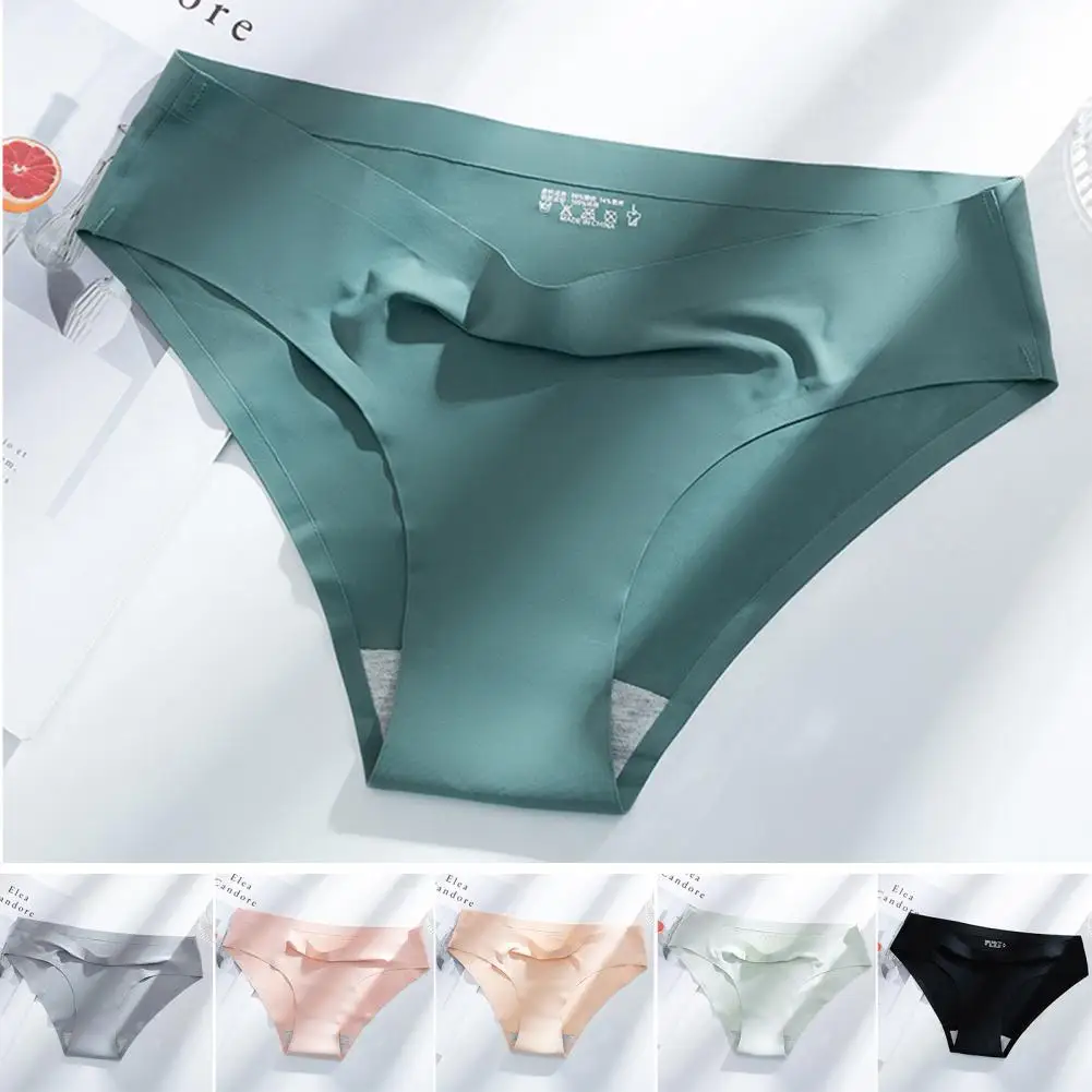 

Women Underpants Solid Mid Waist Seamless Soft Sweat Absorption Anti-septic Breathable Comfortable Women Briefs for Inner Wear