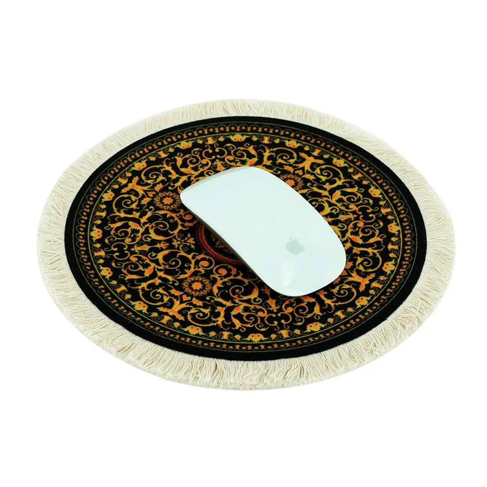 Circular Fringed Persian Carpet Pattern Mouse Pad Gamer Mice Pc Round