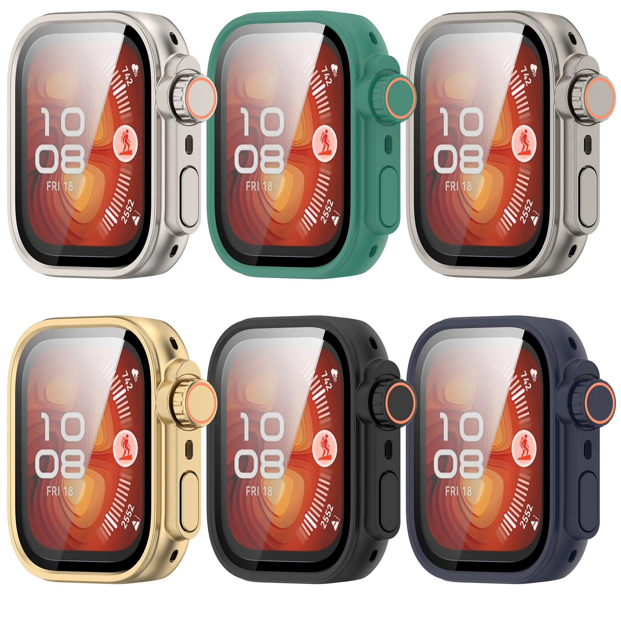2-in-1 Integrated Watch Case with Tempered Glass Screen Protector
