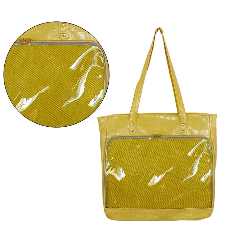 

Women Clear Window Ita Bag for Pin Enthusiasts Large Capacity Shoulder Handbag