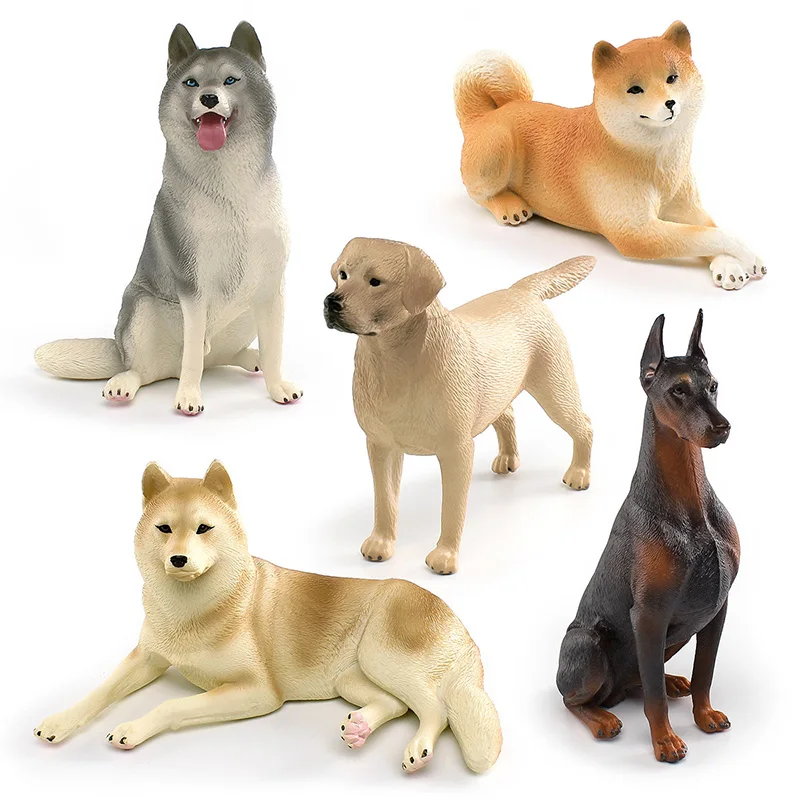 Simulation Dog Pet Animals Doberman Labrador Teddy Shiba Inu Action Figures Husky Corgi Border Collie Figurines Miniacture Toys