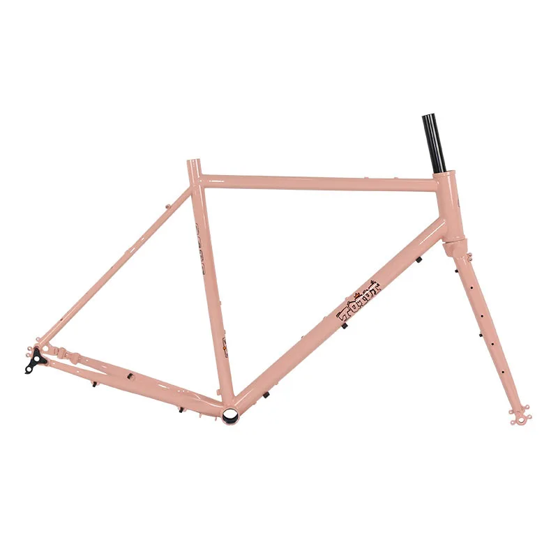 700C Road Bicycle Frame with Fork Chrome-molybdenum Steel Frame Travel Road Bike Thru Axle Disc brake Steel Frameset