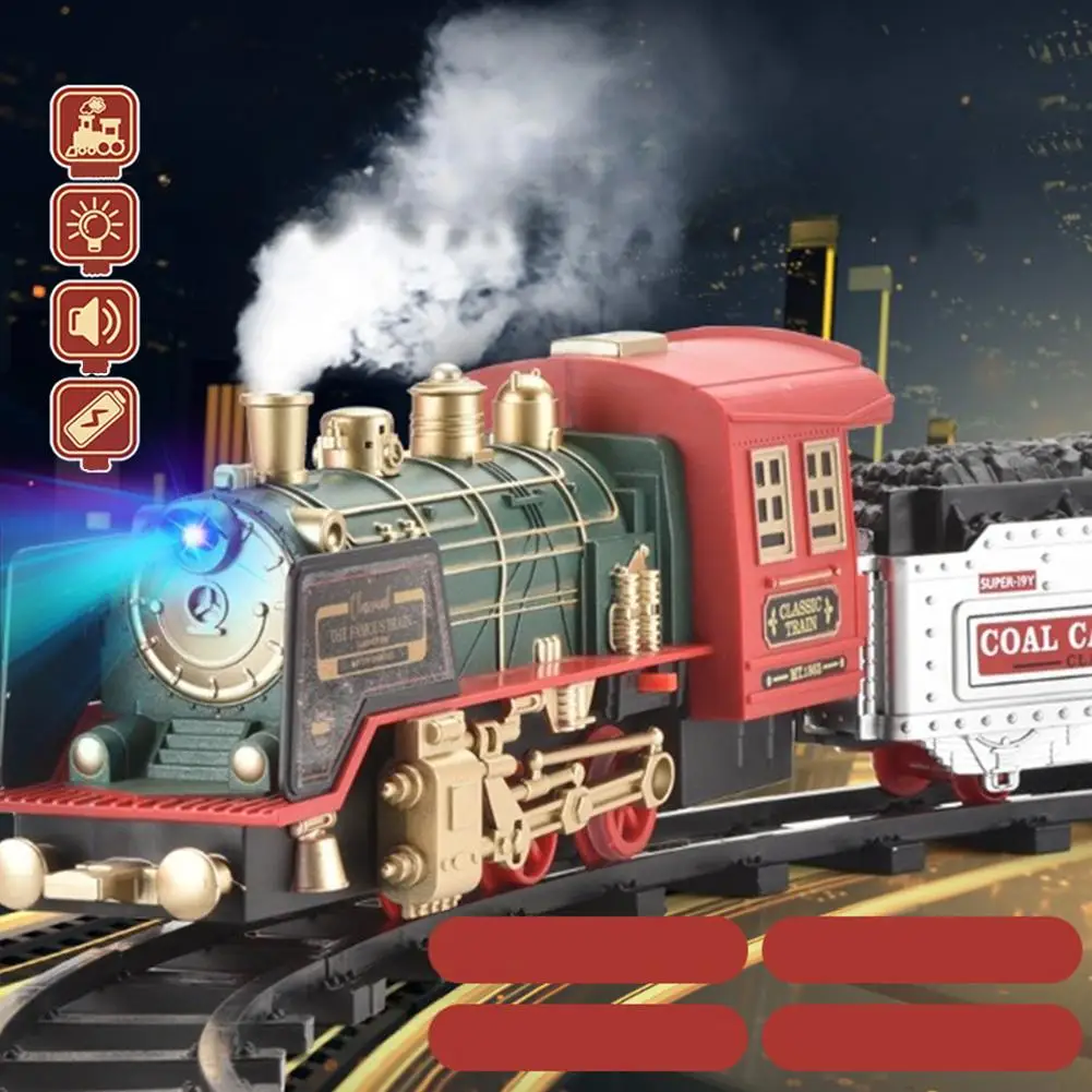 Electric Steam Train Toys Simulation Remote Control Classical Locomotive With Lighting Music For Children Gifts Car Model Set electric train set