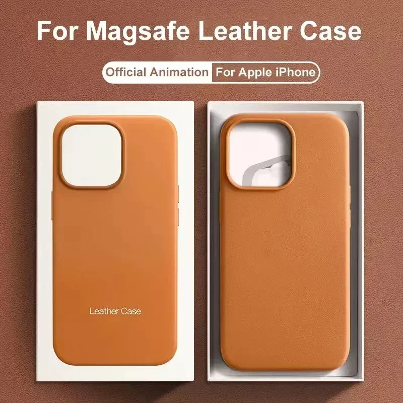 Luxury MagSafe Case for Apple iPhone 17 Pro Max 16 13 12 14 15 Plus Leather Official Style MacSafe Magnetic i Phone Cover Etui 1