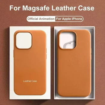 Luxury MagSafe Case for Apple iPhone 17 Pro Max 16 13 12 14 15 Plus Leather Official Style MacSafe Magnetic i Phone Cover Etui 1