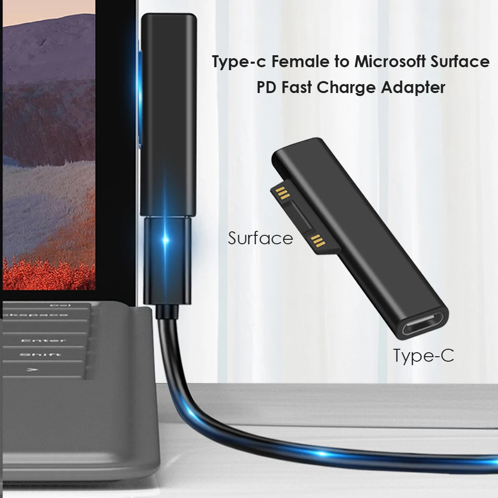 USB C Female PD Fast Charging Plug Converter for Microsoft Surface Pro 3 4 5 6