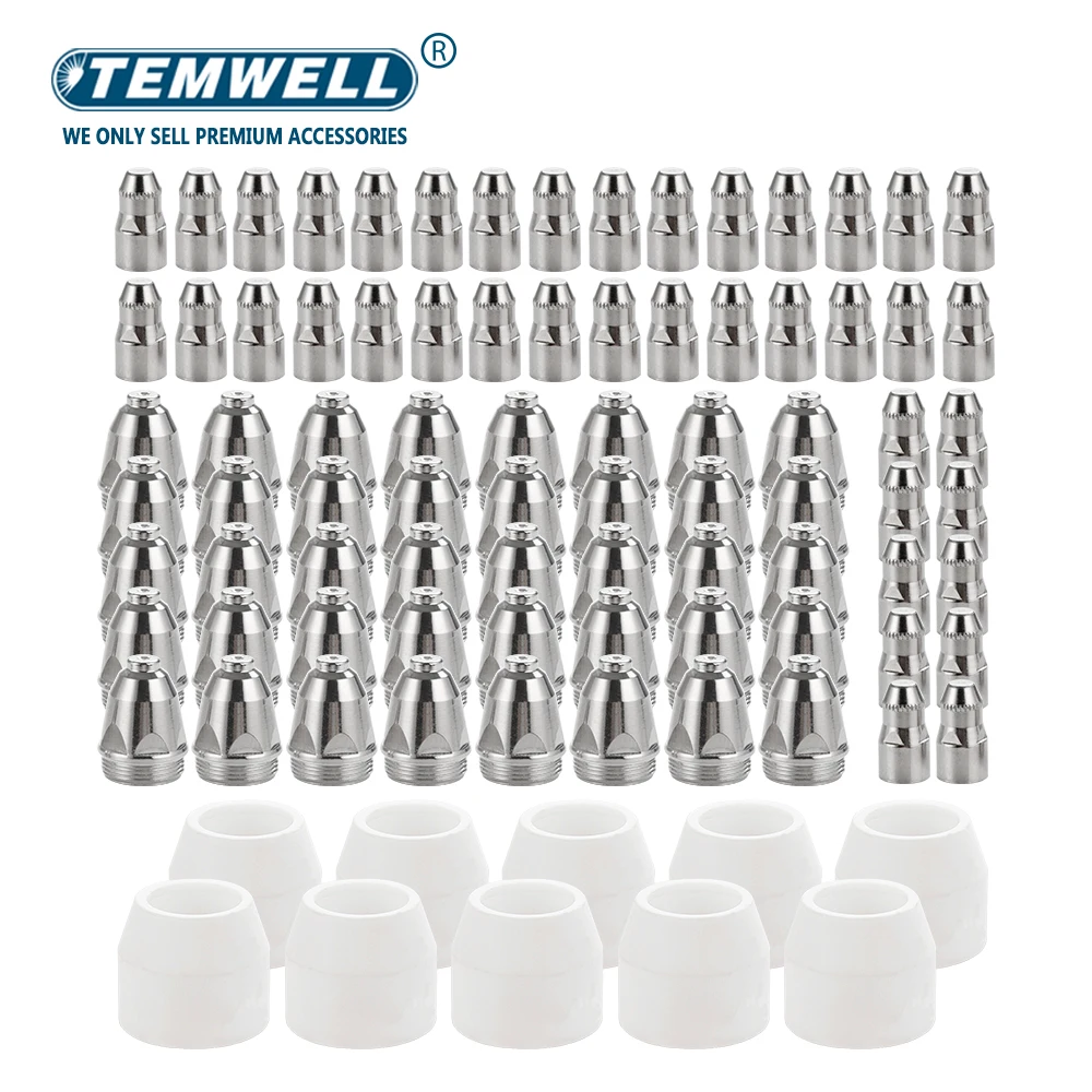 90Pcs P80 Plasma Cutting Electrode Nozzle Plasma Consumable Fit P80 Plasma Cutti