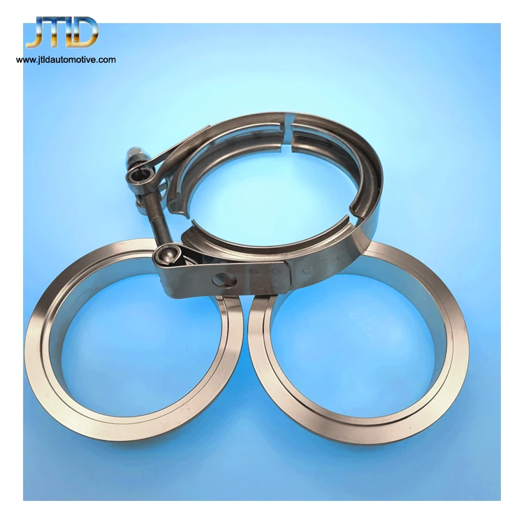1.75" Non-Quick Release Stainless Steel V-Band Assembly Clamps with Flange Coupling 1.75 Inch Exhaust Pipe Clamp Kits