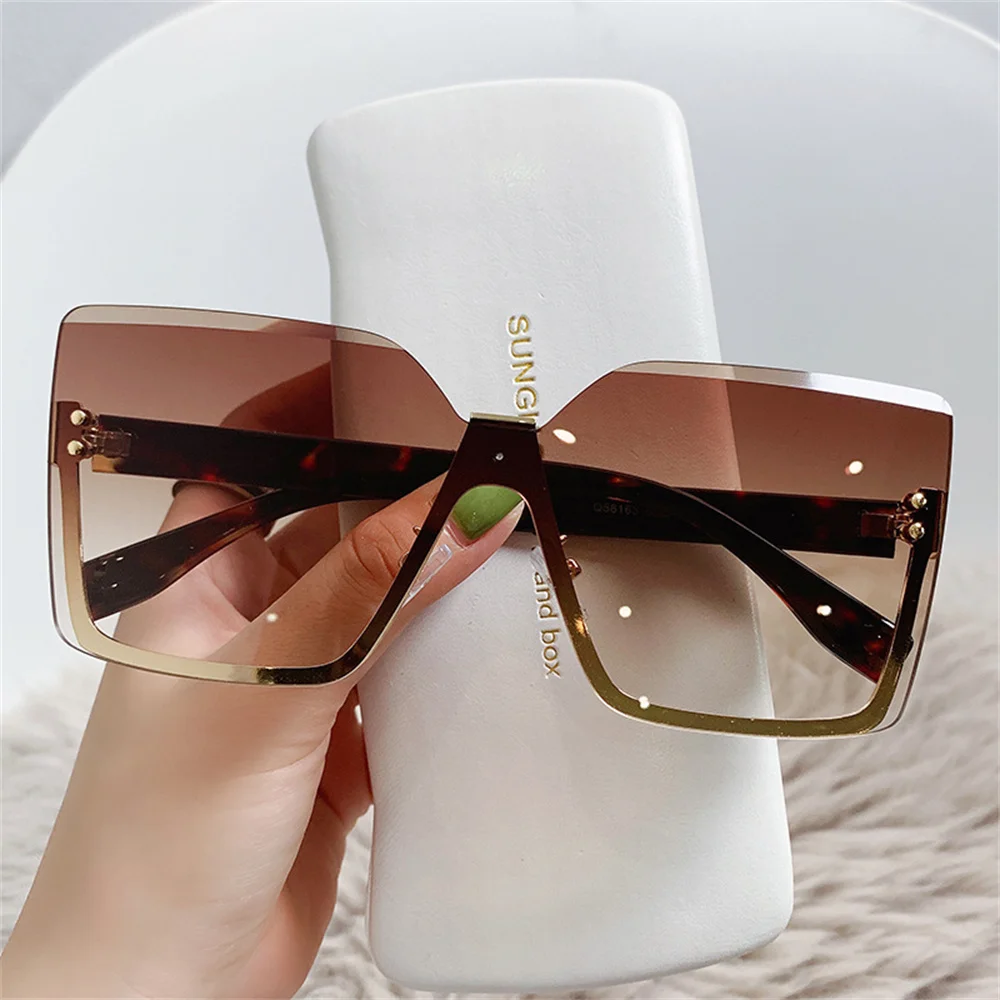 

Black Square Oversized Sunglasses Women Big Frame Colorful Lens Sun Glasses Female Gradient Hip Hop Street Snap Shades 2023 New