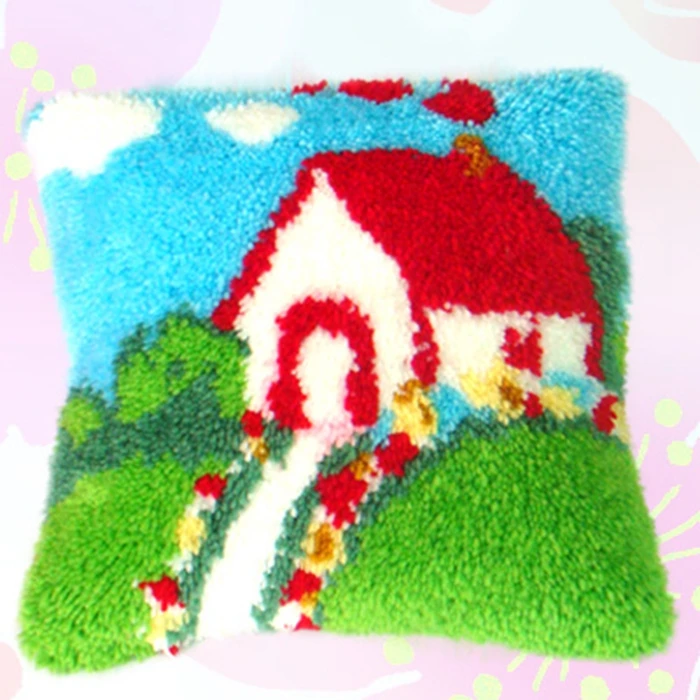 Description Picture 3 of itemOutdoor Vocation Pillow Embroidery Latch Hook Kits Rugs Sea Mountain Knot Pillow Package Smyrna Buttons Package Decoration Gifts