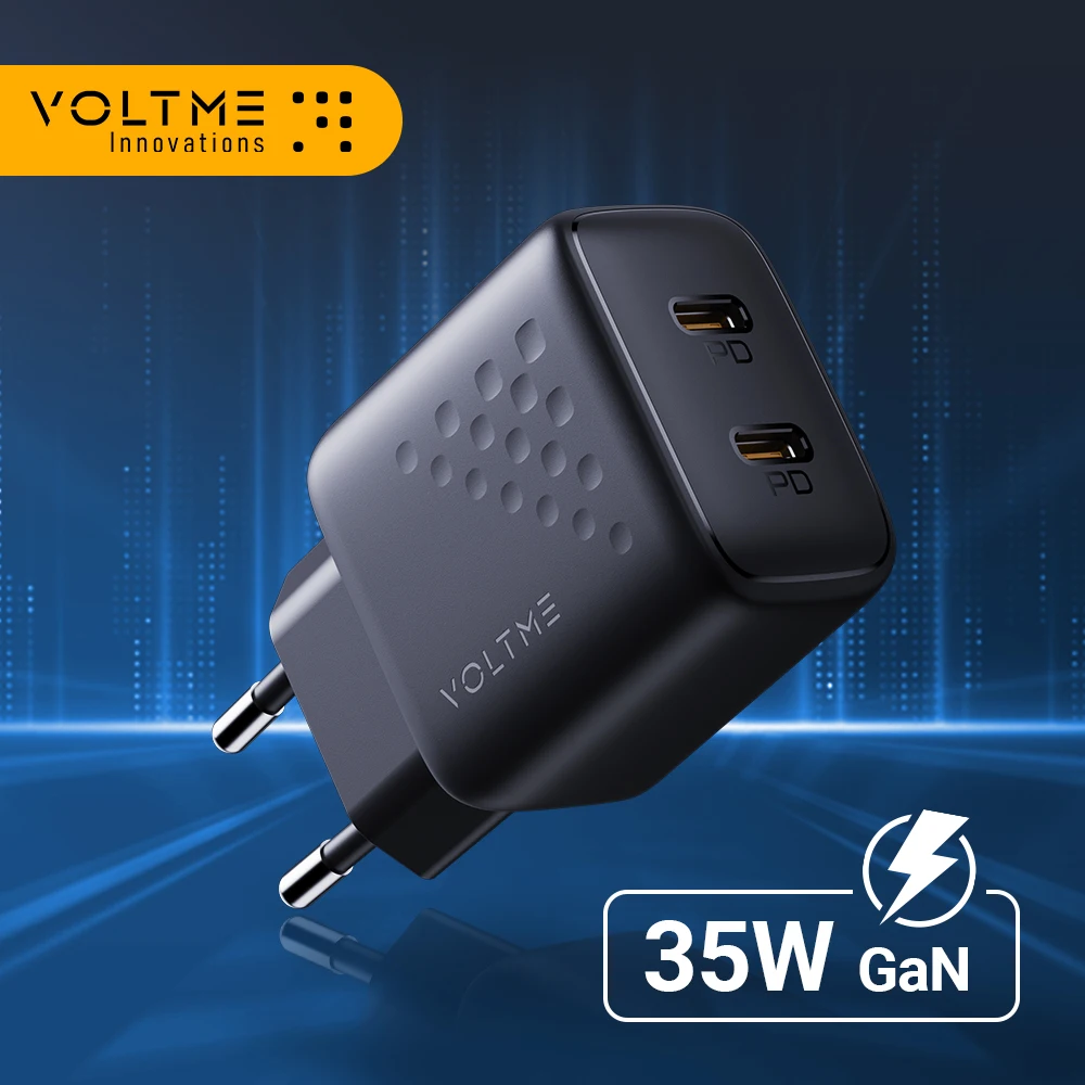 Voltme Usb C Charger 35W Gan Type C Pd Ricarica Rapida Quick Charge 4.0 3.0 Per Iphone 15 14 13 Pro Max Pd Caricatore Usb Per Samsung