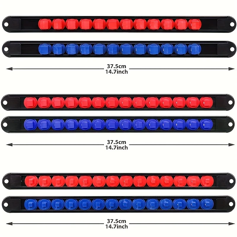6개 360 °   회전식 소켓 정리 세트 - 내구성이 뛰어난 ABS 보관 랙, 1/4 3/8 1/2 클립, 공간 효율적이고 쉬운 접근성