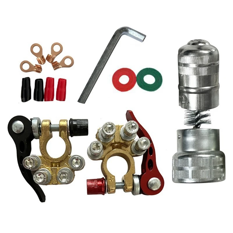 

2 Клеммы для аккумулятора, 12 В 4-ходовой Полюсный Зажим для автомобильного аккумулятора, быстросъемный Безопасный зажим для аккумулятора, Аксессуары для автомобилей, грузовиков