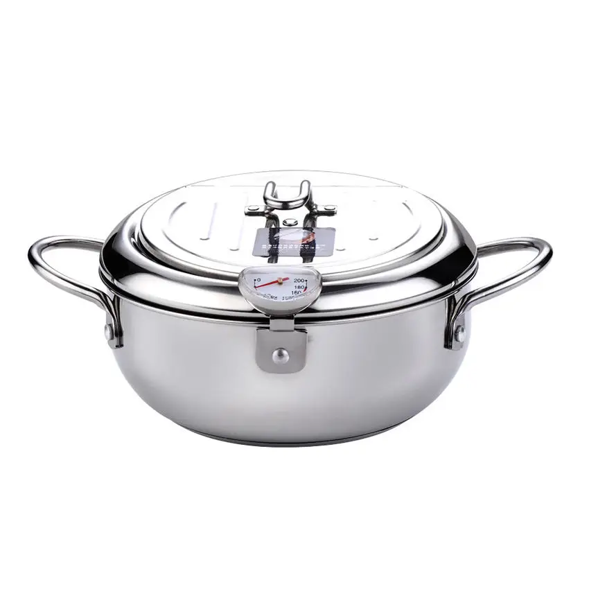Cookware set stainless steel deep frying pot with thermometer