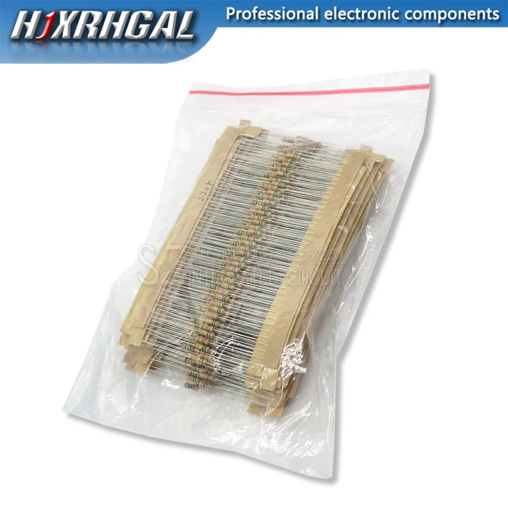 

860pcs/lot Carbon Film Resistor Kit 1/4W 5% resistors assorted kit set 43values*20pcs Resistance 1R - 1M Ohm 0.25W resistor pack