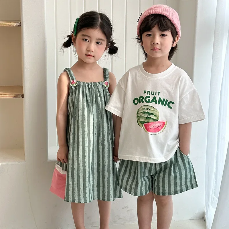 Cotton Striped Summer Clothes Set for Kids