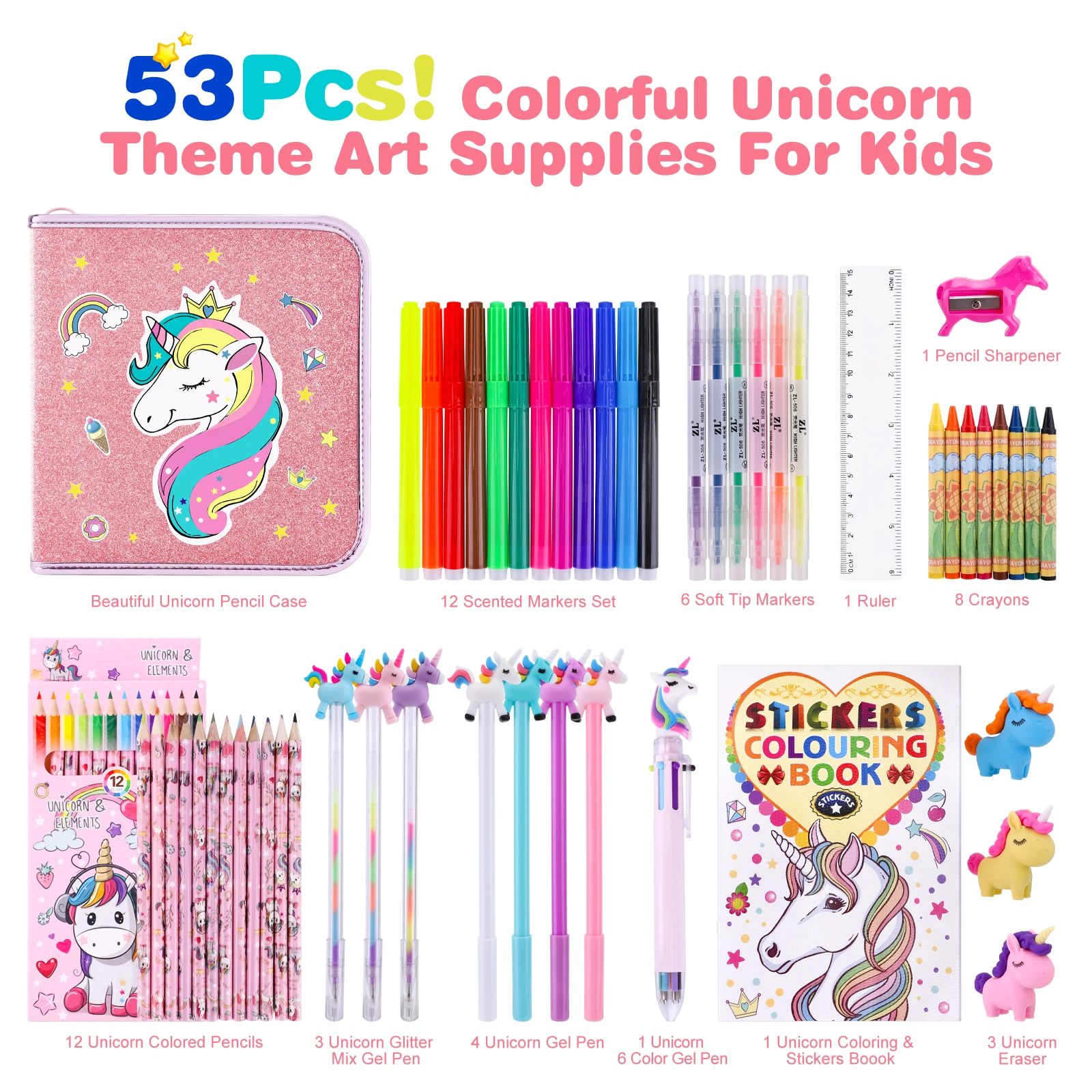 56PCS Kids Girls Drawing Art Sets Unicorn Drawing Tools Set Paintings Children  Coloring Set Art Supplies Gifts - AliExpress