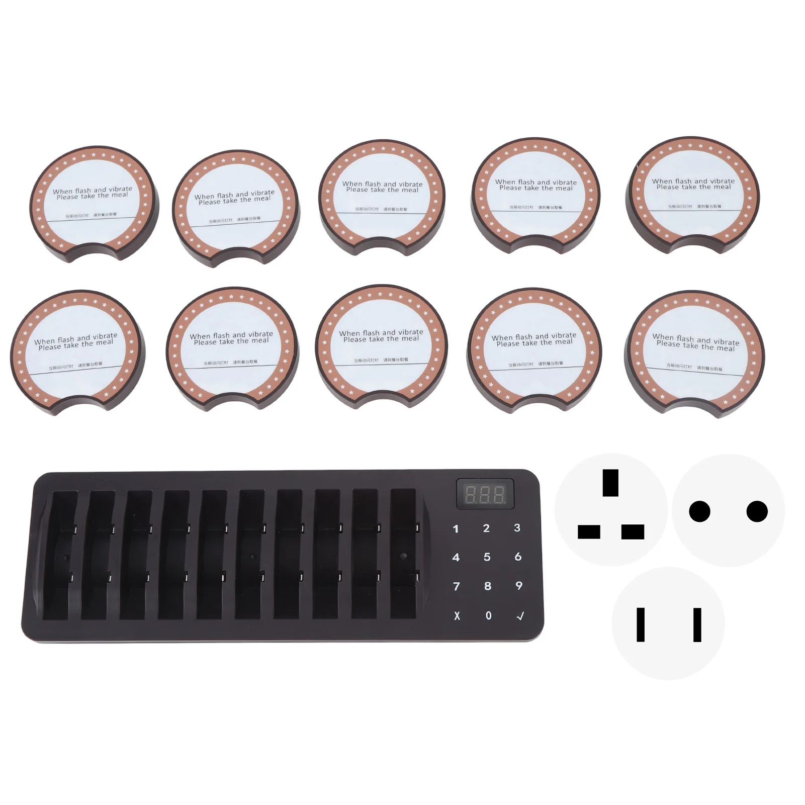 Restaurant Pager Customers Calling System 10 Pagers Waterproof Customer Queue Pagers for Clinic Hospital Hotel Cafes Club