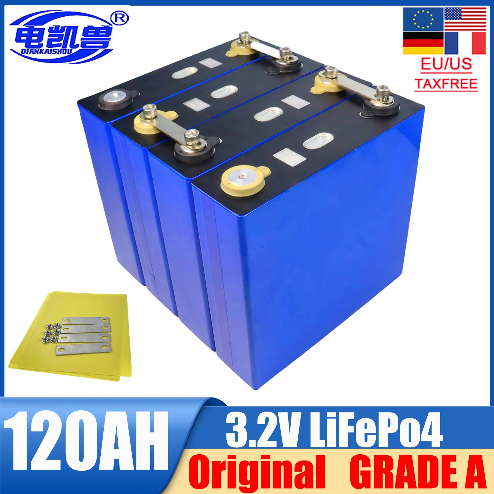 

Original 3.2V 120ah LiFePo4 Battery for DIY 12V 24V 48V RV Suitable for Golf Cart Marine Solar System Rechargeable Battery