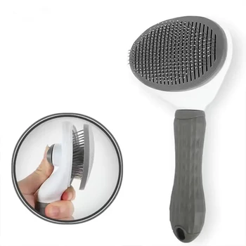 Stylish Pet Hair Removal Brush - Stainless Steel Automatic Dog Hair Comb for Grooming Supplies - Safely Removes Pet Hair - Easy  1