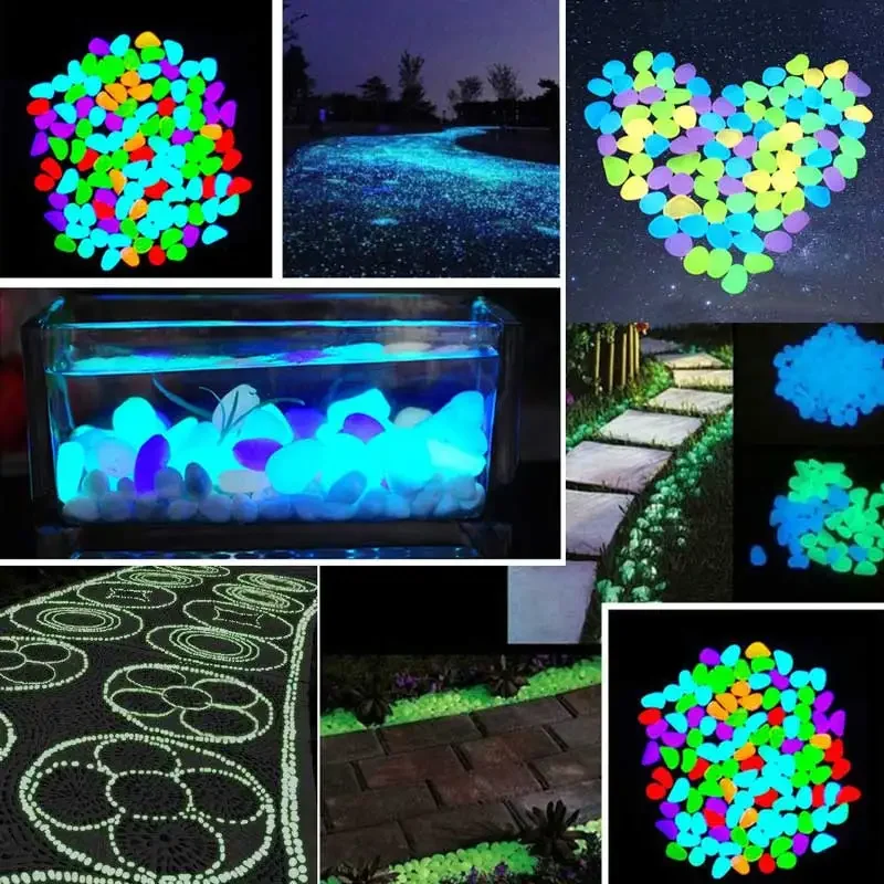 Luminous Pebbles Glow in the Dark Stones Colorful Home Garden Rocks For Walkways Ornaments Fish Tank DIY Decor 10/20/50/100Pcs