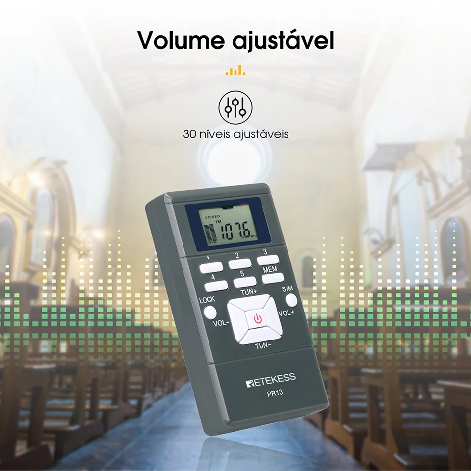 Rádio Portátil DSP Mini Receptor de Relógio