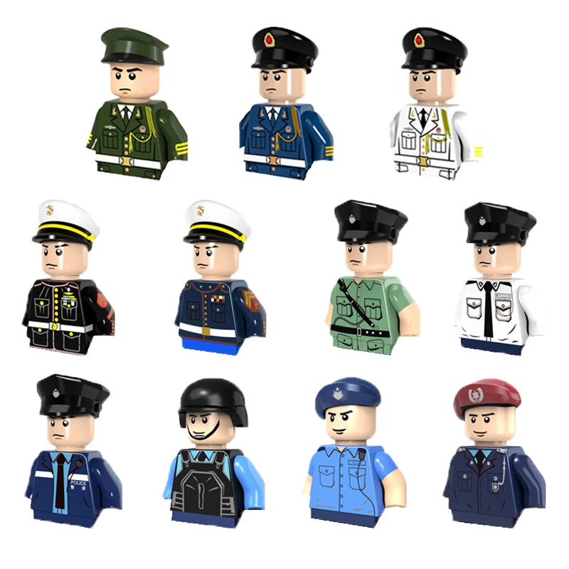 

Modern Military Soldier Action Figures Building Block Hong Kong Policeman City Special Police Navy Air Force Bricks Set Boy Toy