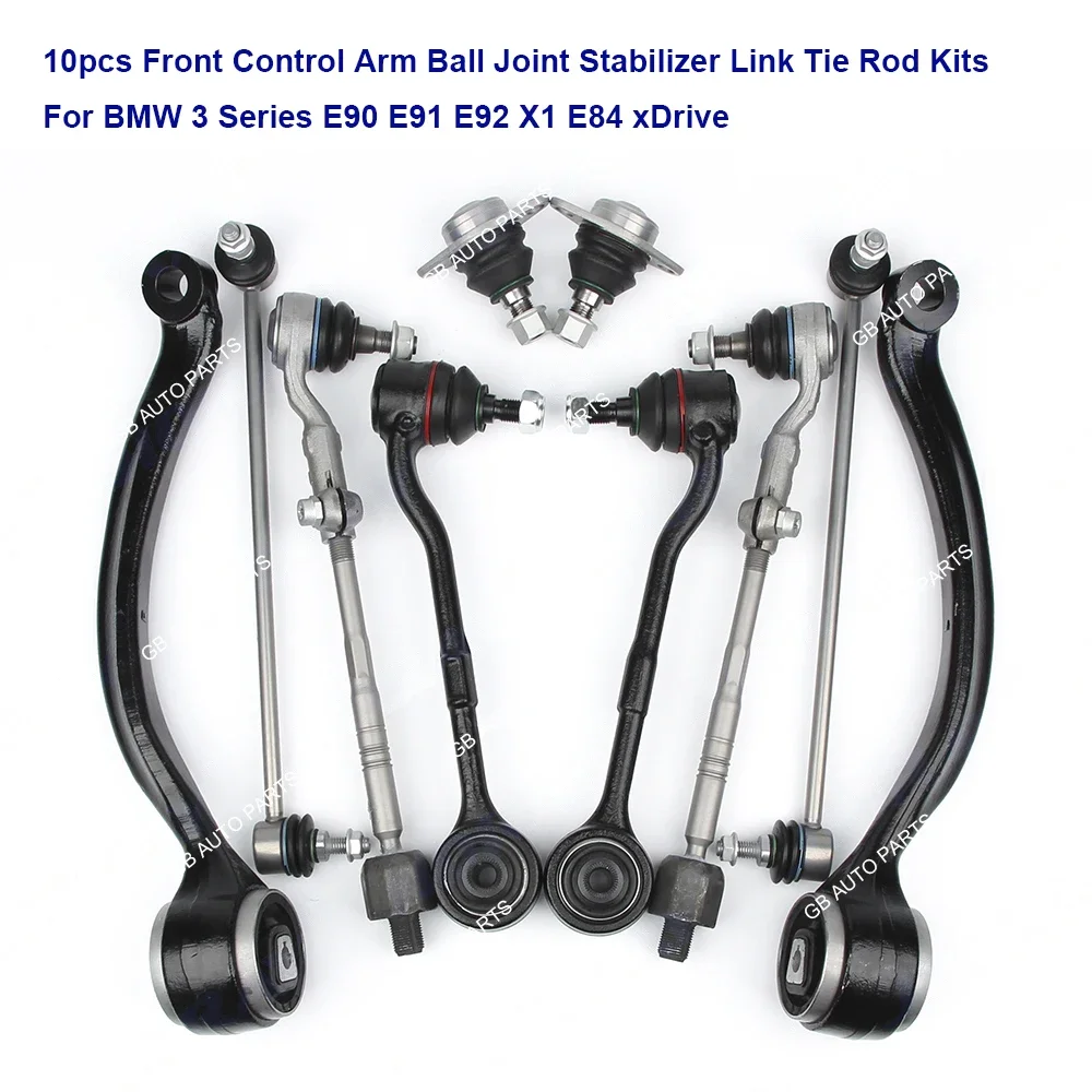 10XFrontControlArmBallJointStabilizerLinkTieRodKitsForBMW3