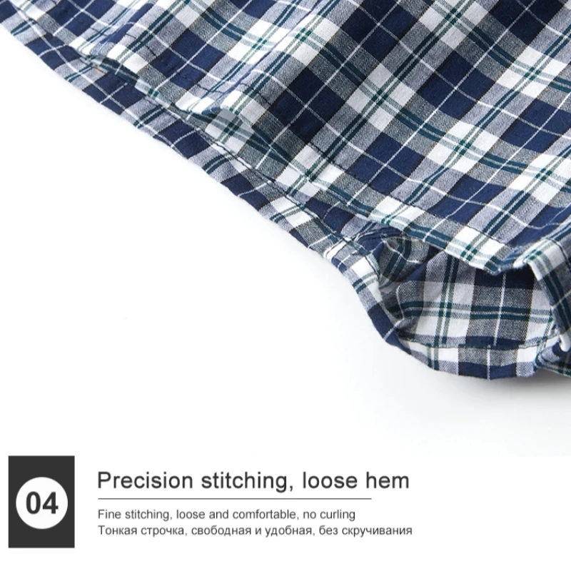3PCS Male Plaid Underwear Loose Boxers Men Boxer Shorts Casual Sleep Underpants Homewear Briefs High Quality Panties Print Boxer