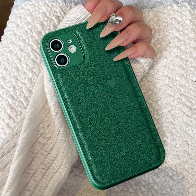 thumbnail image 1 of Funda de cuero con letras y nombres personalizados para iPhone 12, 13, 11, 14, 15, 16 Pro Max, XS Max, XR, 7, 8 Plus, funda personalizada a prueba de golpes, 1 of 4