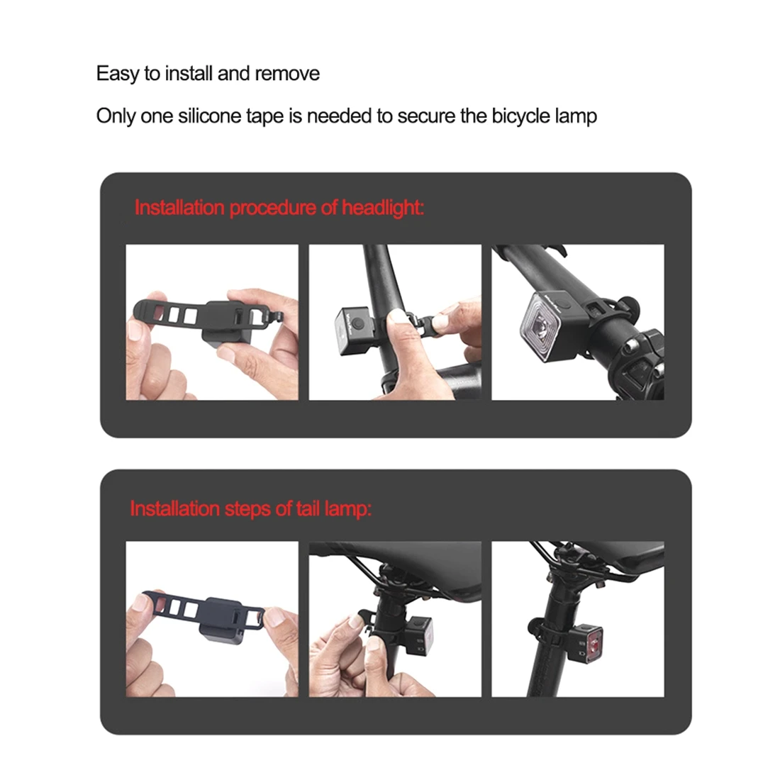 HOT WIND&MOON 120 Lumen IP66 Waterproof Light Sets Headlight and Tail Light Sets for 5 Gear Mode Brake Lamp WT06+WT06S