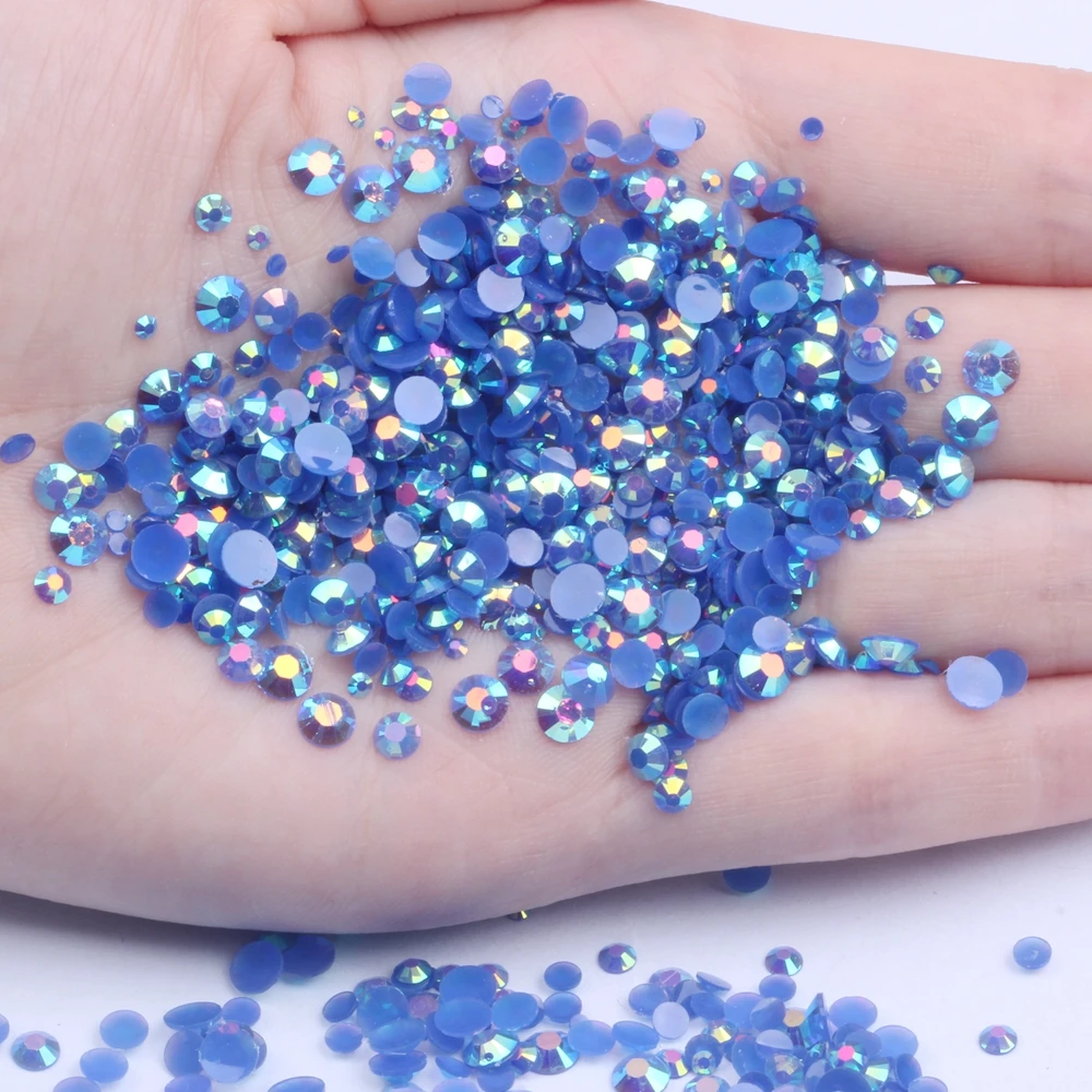 

2mm-6mm Blue AB Resin Rhinestones 10000pcs-50000pcs/lot Round Glue On Beads For 3D Nails Art Diy Jewelry Making Decoration