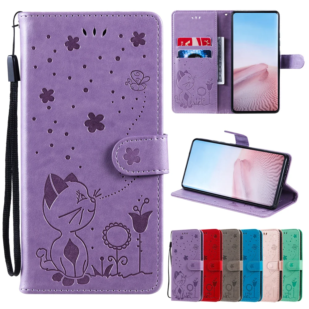 Custodia In Pelle Con Motivo A Goffratura 3D Flip Splicing Card Holder Per Sony Xperia 1 5 10 V Vi Iii Cat Cover Portafoglio Custodie Magnetiche